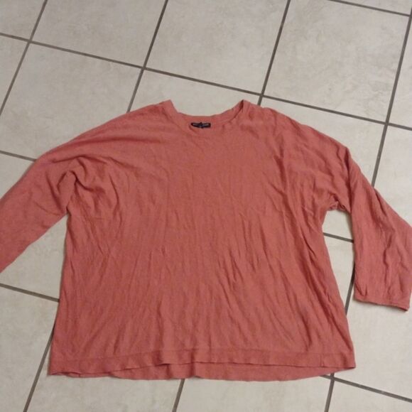 Eileen Fisher Salmon color Organic Linen blend longsleeve top size 3X - Picture 2 of 9